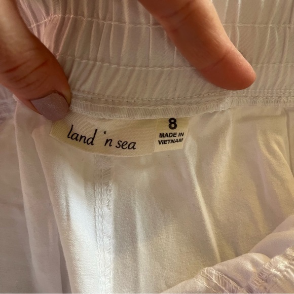 Land ‘n Sea white cotton drawstring pants women’s size 8 | stretch travel beach - Picture 4 of 12